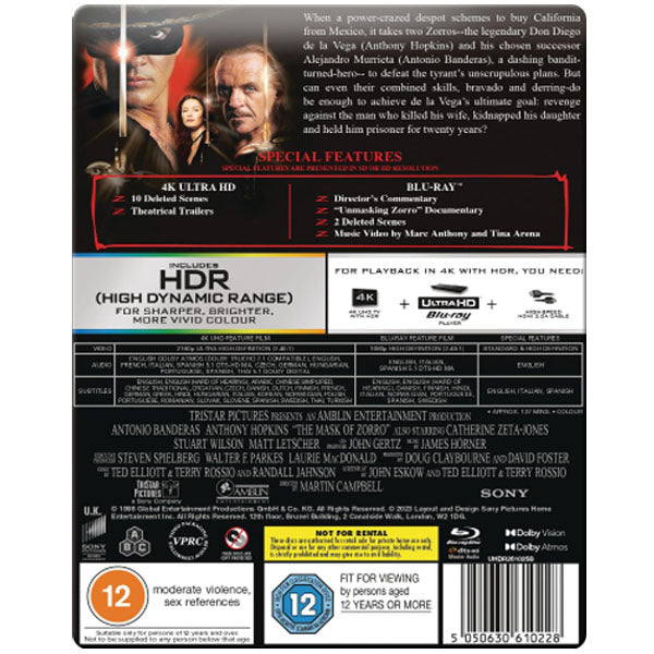 The Mask Of Zorro (Steelbook) - 4K Blu-ray