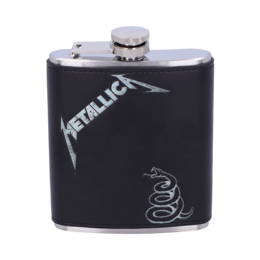 Nemesis Now Metallica The Black Album Logo and Coiled Snake Design Black 207 ml PU/Stainless Steel Hip Flask