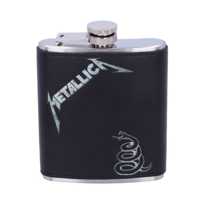 Nemesis Now Metallica The Black Album Logo and Coiled Snake Design Black 207 ml PU/Stainless Steel Hip Flask
