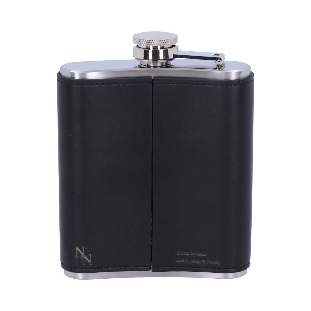 Nemesis Now Metallica The Black Album Logo and Coiled Snake Design Black 207 ml PU/Stainless Steel Hip Flask