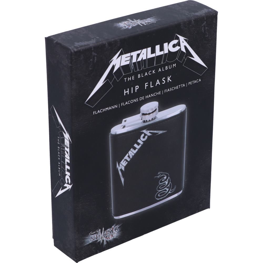 Nemesis Now Metallica The Black Album Logo and Coiled Snake Design Black 207 ml PU/Stainless Steel Hip Flask