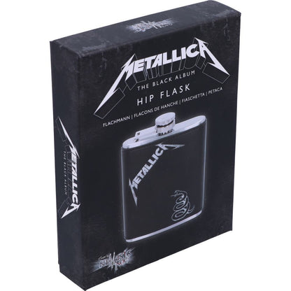 Nemesis Now Metallica The Black Album Logo and Coiled Snake Design Black 207 ml PU/Stainless Steel Hip Flask