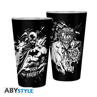 Batman/Joker Graphic Design DC Comics Licensed Black 400 ml High Quality Large Glass