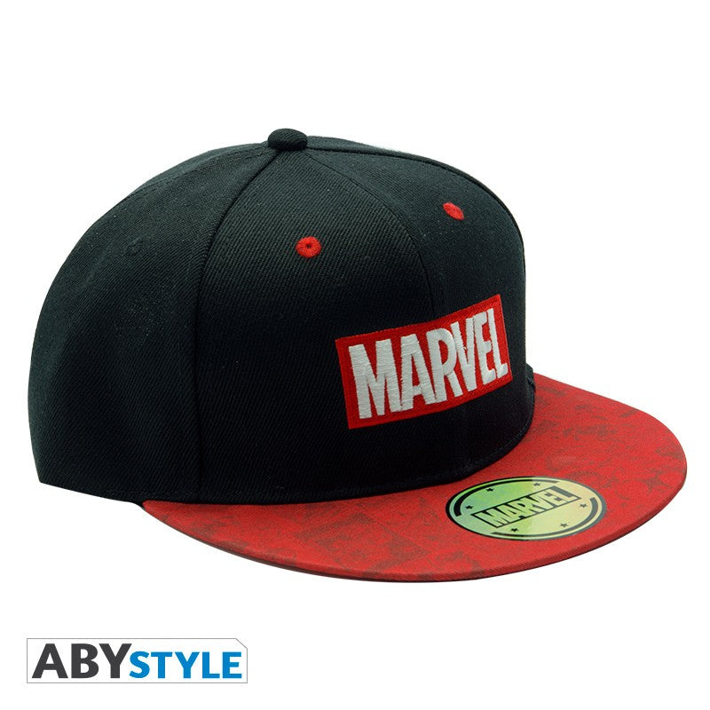 Marvel Logo Design Licensed Black & Red Unisex One Size Fits All Snapback Cap