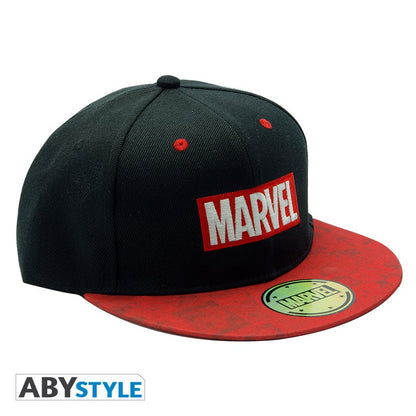 Marvel Logo Design Licensed Black & Red Unisex One Size Fits All Snapback Cap