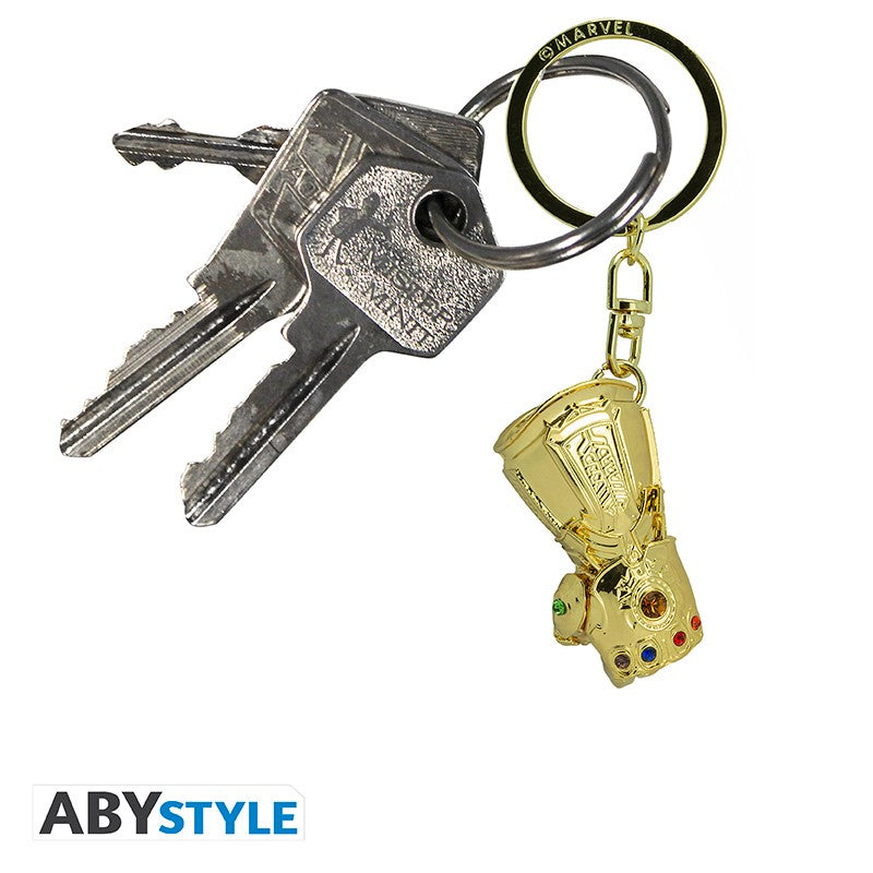 Infinity Gauntlet  with Infinity Stones Design Marvel Licensed Chrome Gold High Quality Metal 3D Keychain