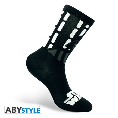 Darth Vader Design Star Wars Licensed Black & White Unisex One Size Fits All Crew Socks (One Pair)