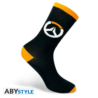 Overwatch Logo Design Blizzard Licensed Black & Orange Unisex One Size Fits All Crew Socks (One Pair)