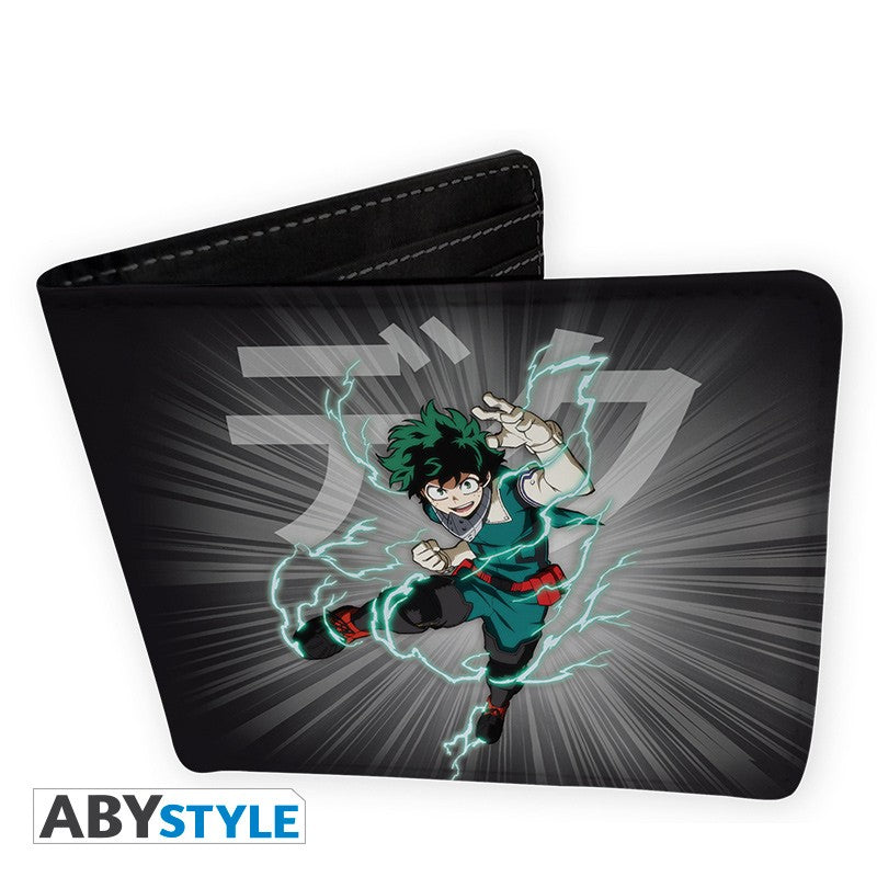 Izuku & Bakugo Fighting Stance Design My Hero Academia Licensed Black Bi-Fold Vinyl Wallet Unisex
