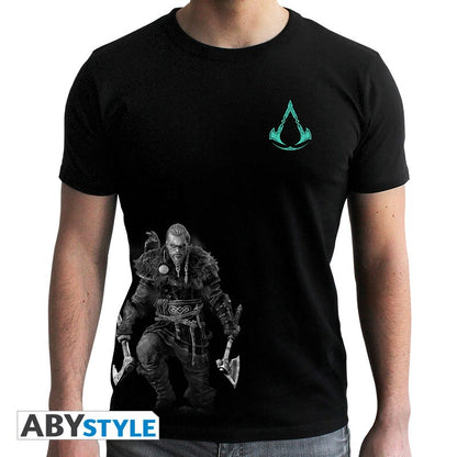 Eivor Viking Mini Valhalla Crest Design Licensed Assasin's Creed Black T-Shirt for Men