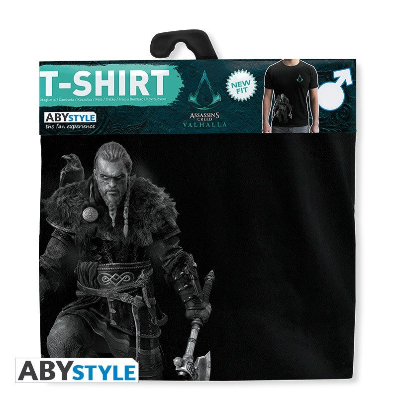 Eivor Viking Mini Valhalla Crest Design Licensed Assasin's Creed Black T-Shirt for Men