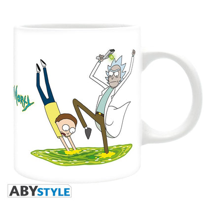 Rick and Morty Green Portal Dive and Fall Design Adult Swim Licensed White 320 ml High Quality Ceramic Mug