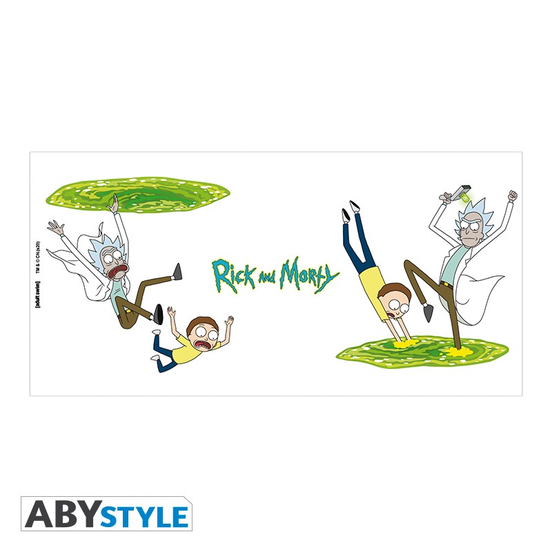 Rick and Morty Green Portal Dive and Fall Design Adult Swim Licensed White 320 ml High Quality Ceramic Mug