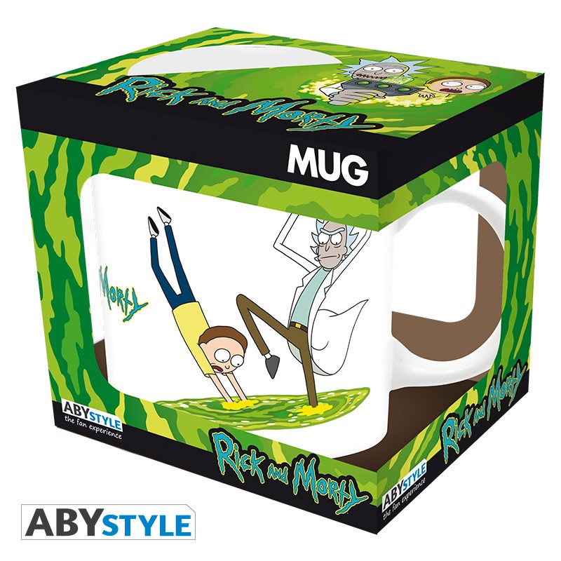 Rick and Morty Green Portal Dive and Fall Design Adult Swim Licensed White 320 ml High Quality Ceramic Mug