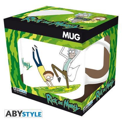 Rick and Morty Green Portal Dive and Fall Design Adult Swim Licensed White 320 ml High Quality Ceramic Mug