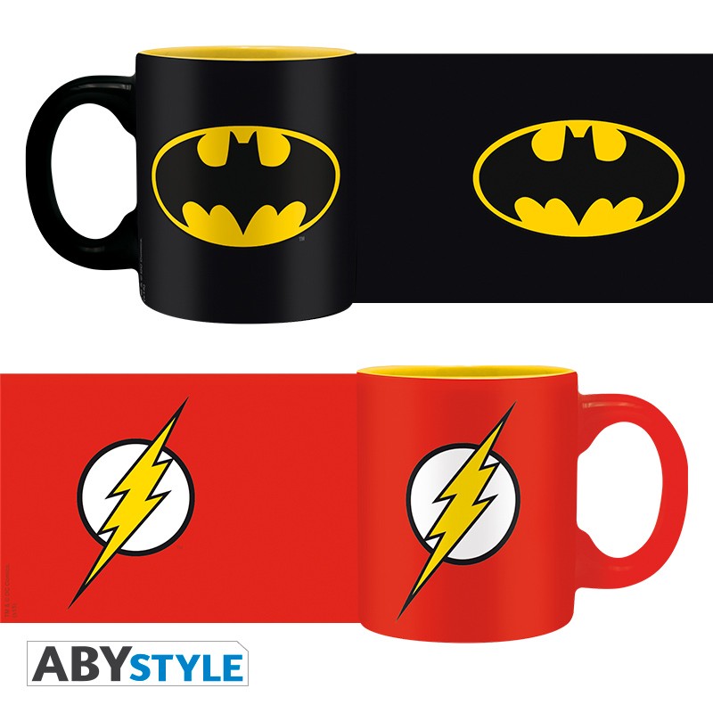 Batman & The Flash Design DC Comics Licensed Black/Red 110 ml Ceramic Espresso Mug Set (2pcs)
