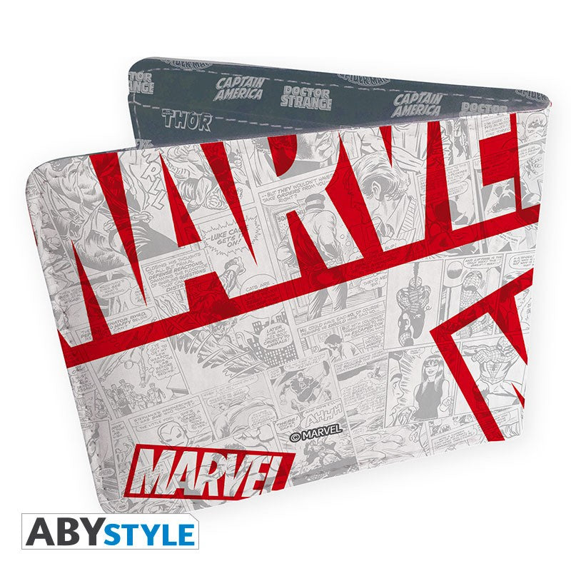 Marvel Universe Logos Design Marvel Licensed Multi-Color Bi-Fold Vinyl Wallet Unisex