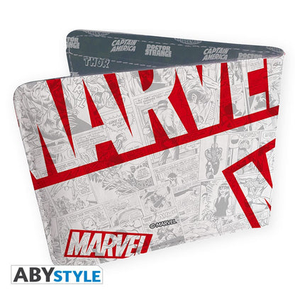 Marvel Universe Logos Design Marvel Licensed Multi-Color Bi-Fold Vinyl Wallet Unisex