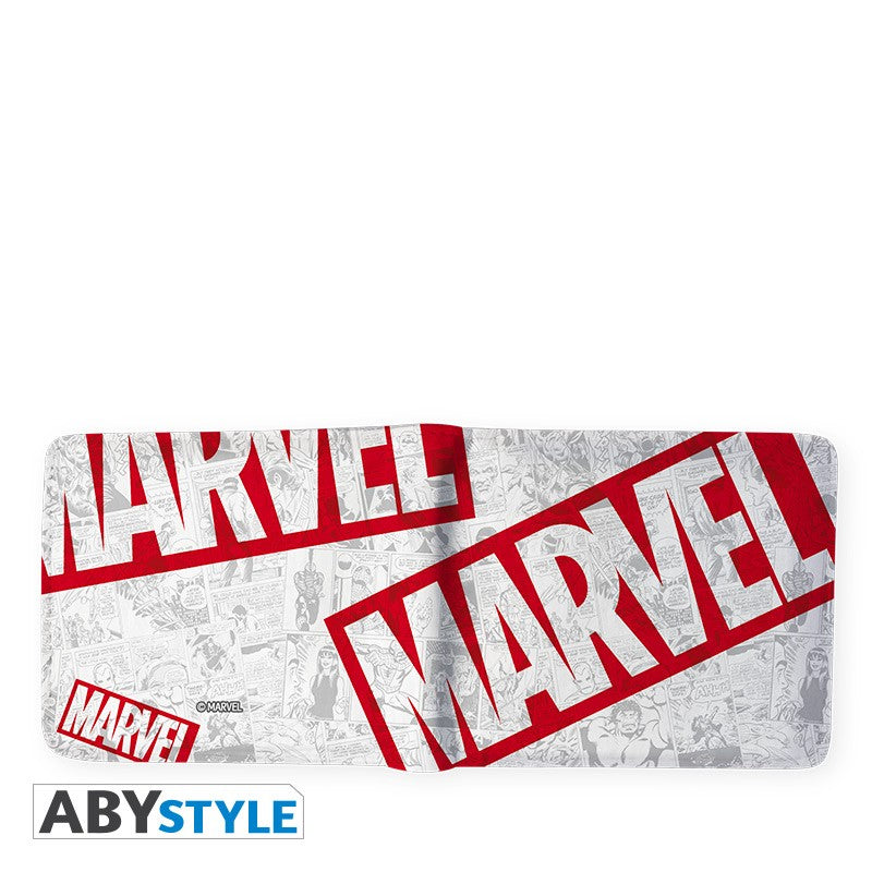 Marvel Universe Logos Design Marvel Licensed Multi-Color Bi-Fold Vinyl Wallet Unisex