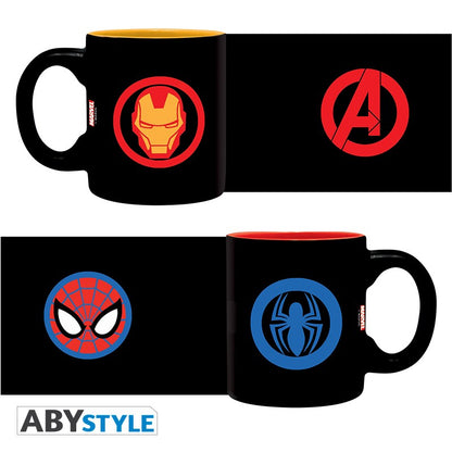 Iron Man & Spider-Man Design Marvel Licensed Black 110 ml Ceramic Espresso Mug Set (2pcs)