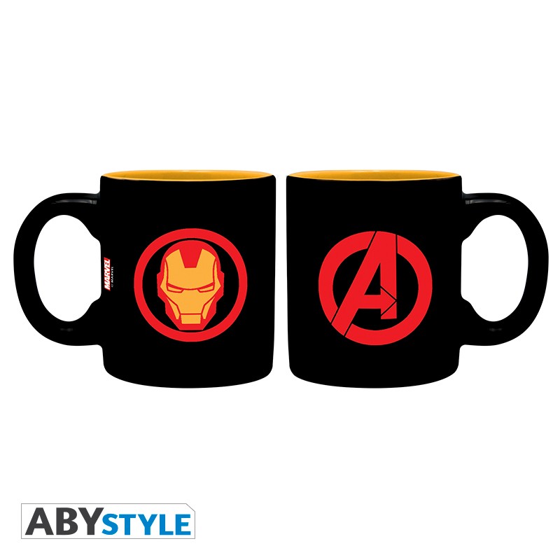 Iron Man & Spider-Man Design Marvel Licensed Black 110 ml Ceramic Espresso Mug Set (2pcs)
