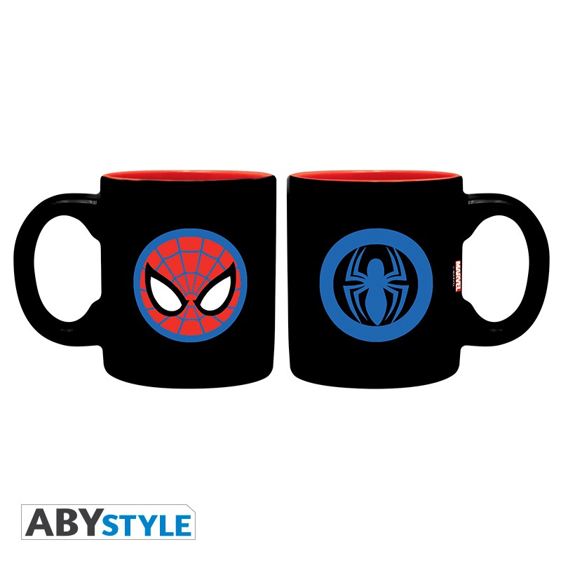 Iron Man & Spider-Man Design Marvel Licensed Black 110 ml Ceramic Espresso Mug Set (2pcs)