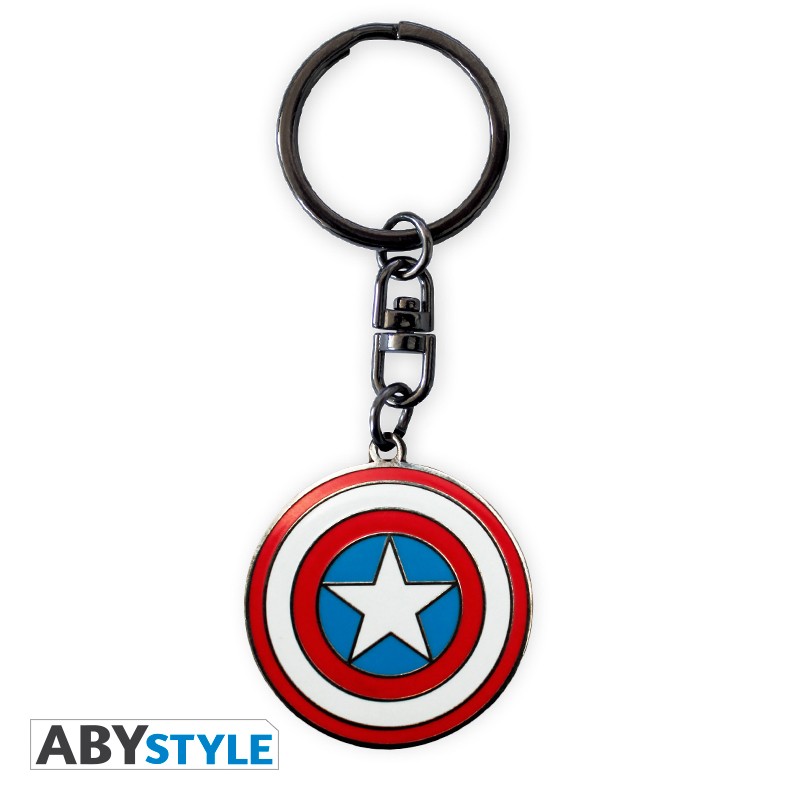 Captain America Sheild Design Marvel Licensed Blue, Red & White High Quality Metal Keychain