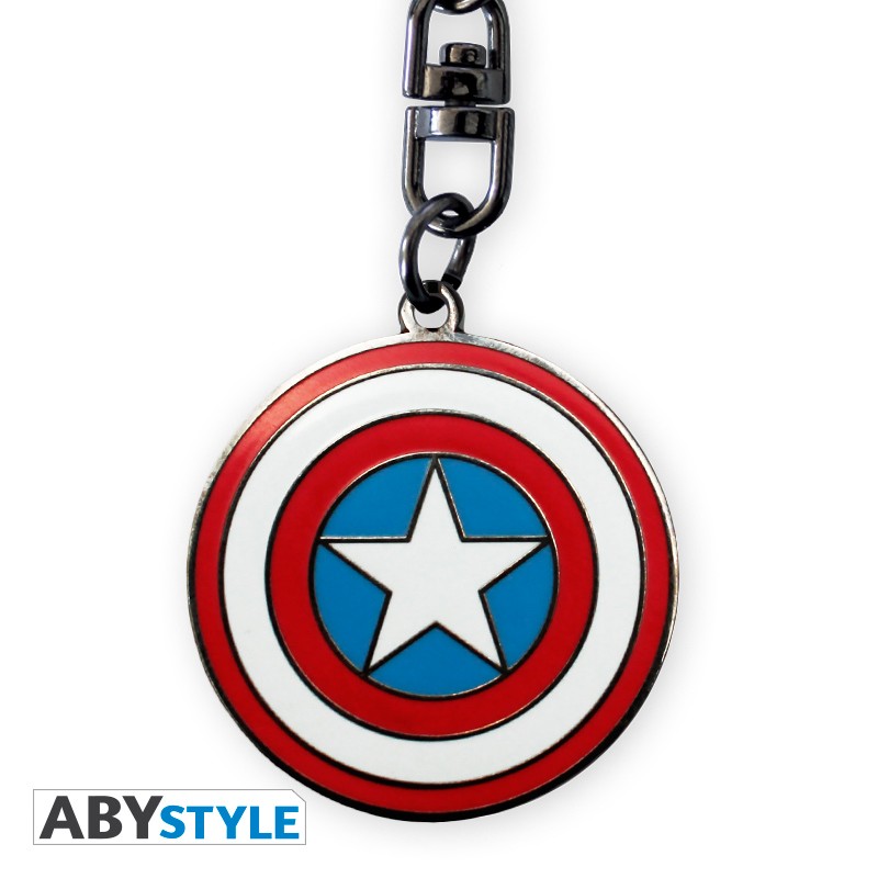 Captain America Sheild Design Marvel Licensed Blue, Red & White High Quality Metal Keychain