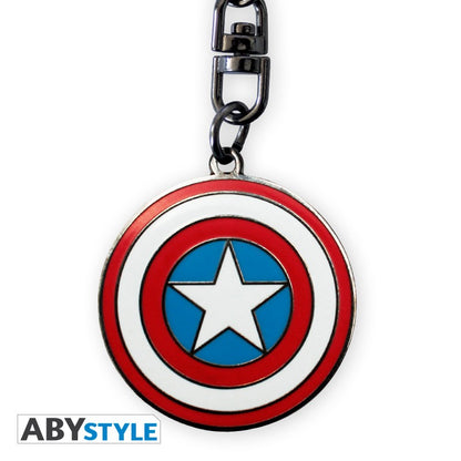 Captain America Sheild Design Marvel Licensed Blue, Red & White High Quality Metal Keychain