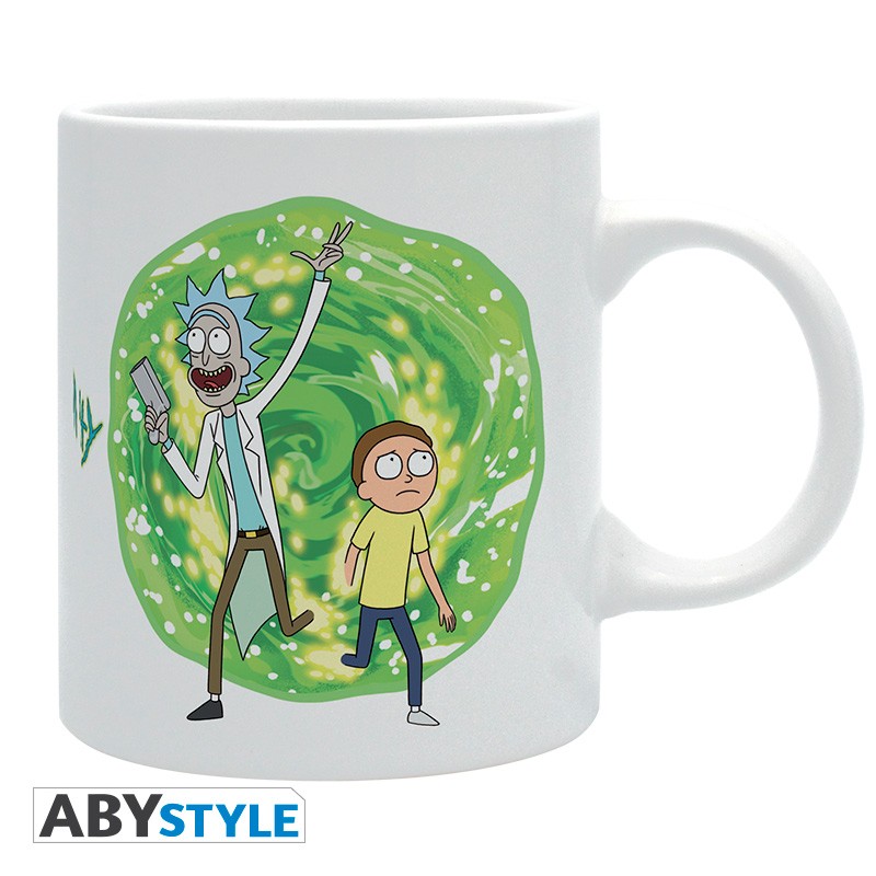 Rick and Morty Green Portal Teleport Design Adult Swim Licensed White 320 ml High Quality Ceramic Mug