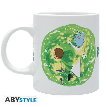 Rick and Morty Green Portal Teleport Design Adult Swim Licensed White 320 ml High Quality Ceramic Mug