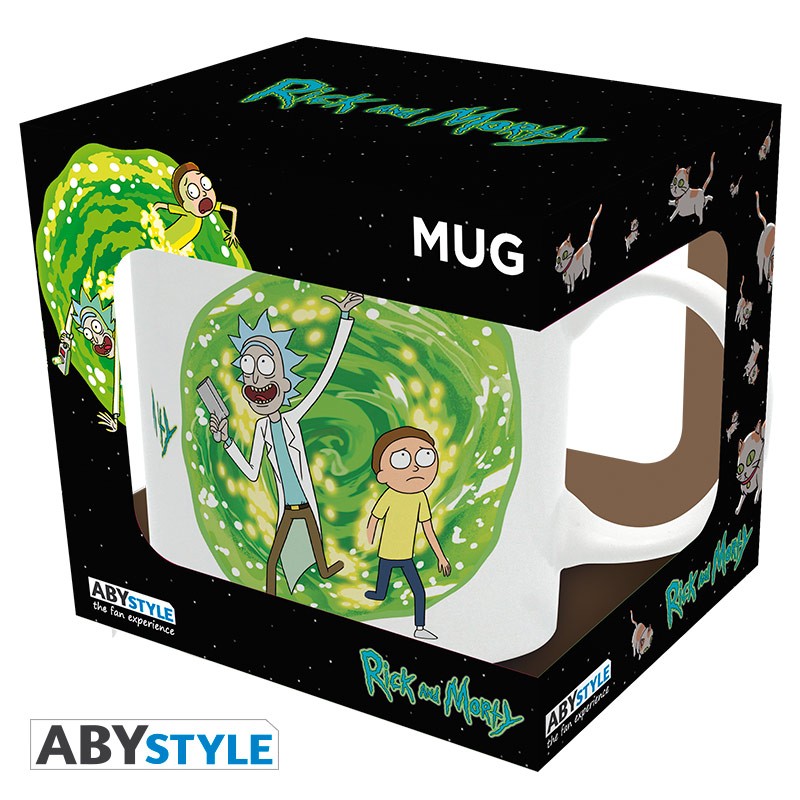 Rick and Morty Green Portal Teleport Design Adult Swim Licensed White 320 ml High Quality Ceramic Mug