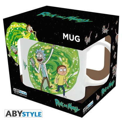 Rick and Morty Green Portal Teleport Design Adult Swim Licensed White 320 ml High Quality Ceramic Mug