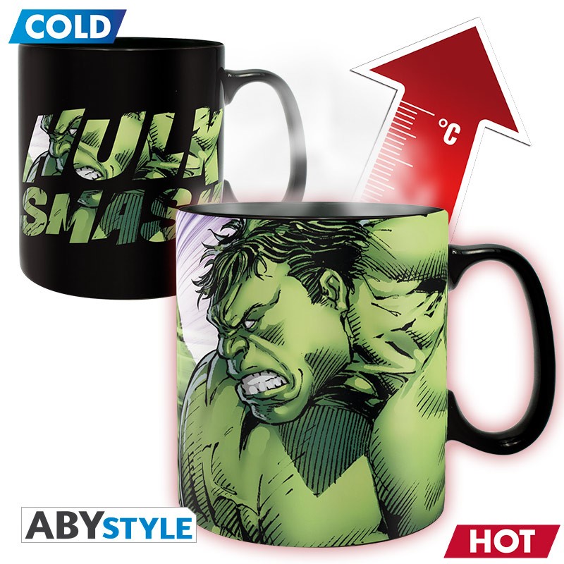 Incredible Hulk Smash Text Design Marvel Licensed Black 460 ml Ceramic Heat Changing Mug