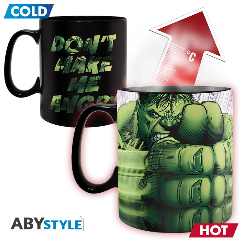 Incredible Hulk Smash Text Design Marvel Licensed Black 460 ml Ceramic Heat Changing Mug