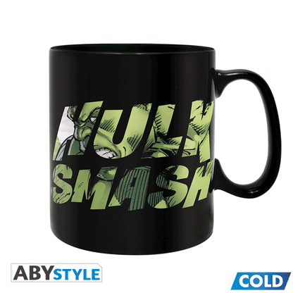 Incredible Hulk Smash Text Design Marvel Licensed Black 460 ml Ceramic Heat Changing Mug