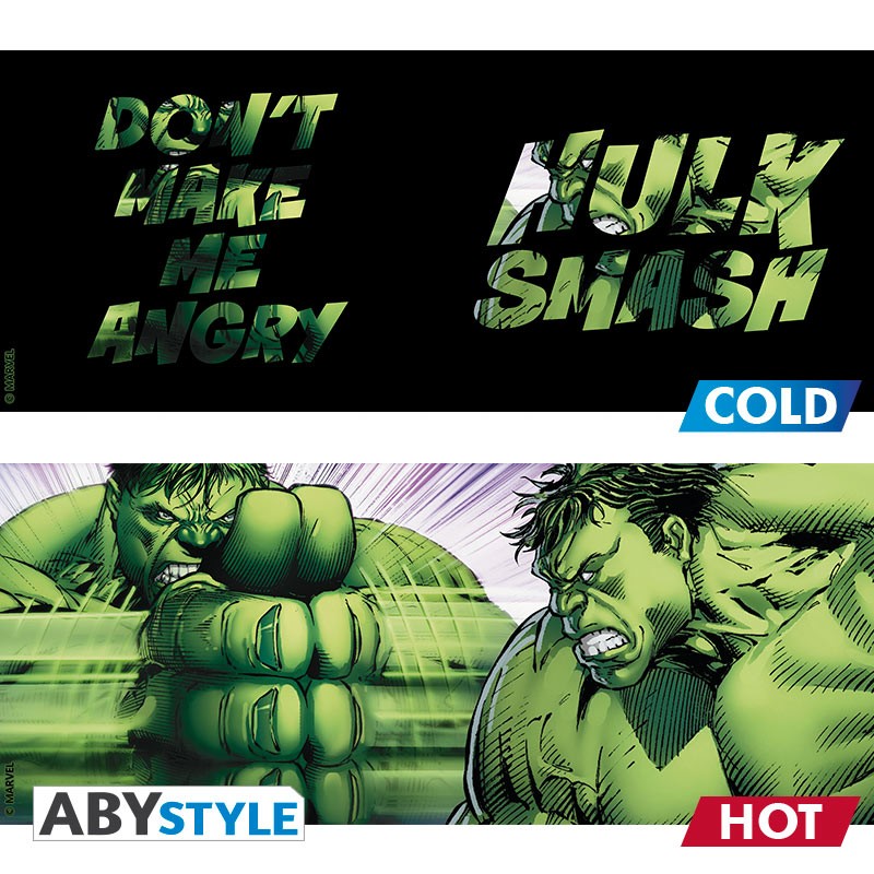 Incredible Hulk Smash Text Design Marvel Licensed Black 460 ml Ceramic Heat Changing Mug