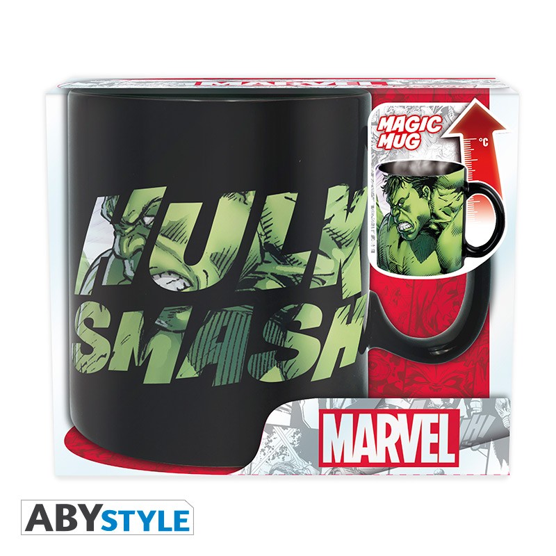 Incredible Hulk Smash Text Design Marvel Licensed Black 460 ml Ceramic Heat Changing Mug