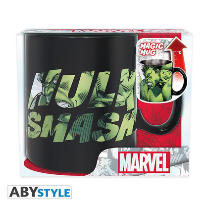 Incredible Hulk Smash Text Design Marvel Licensed Black 460 ml Ceramic Heat Changing Mug