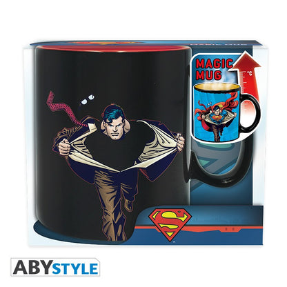 Superman "It's a Bird It's a Plane It's No it's... Superman! Text Design DC Comics Licensed Black 460 ml Ceramic Heat Changing Mug