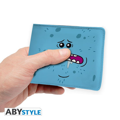 Mr. Meeseeks Existence is Pain Design Rick and Morty Licensed Light Blue Bi-Fold Vinyl Wallet Unisex