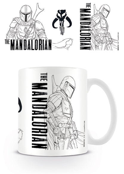 The Mandalorian Line Art Design Star Wars Licensed White 315 ml Ceramic Everyday Mug