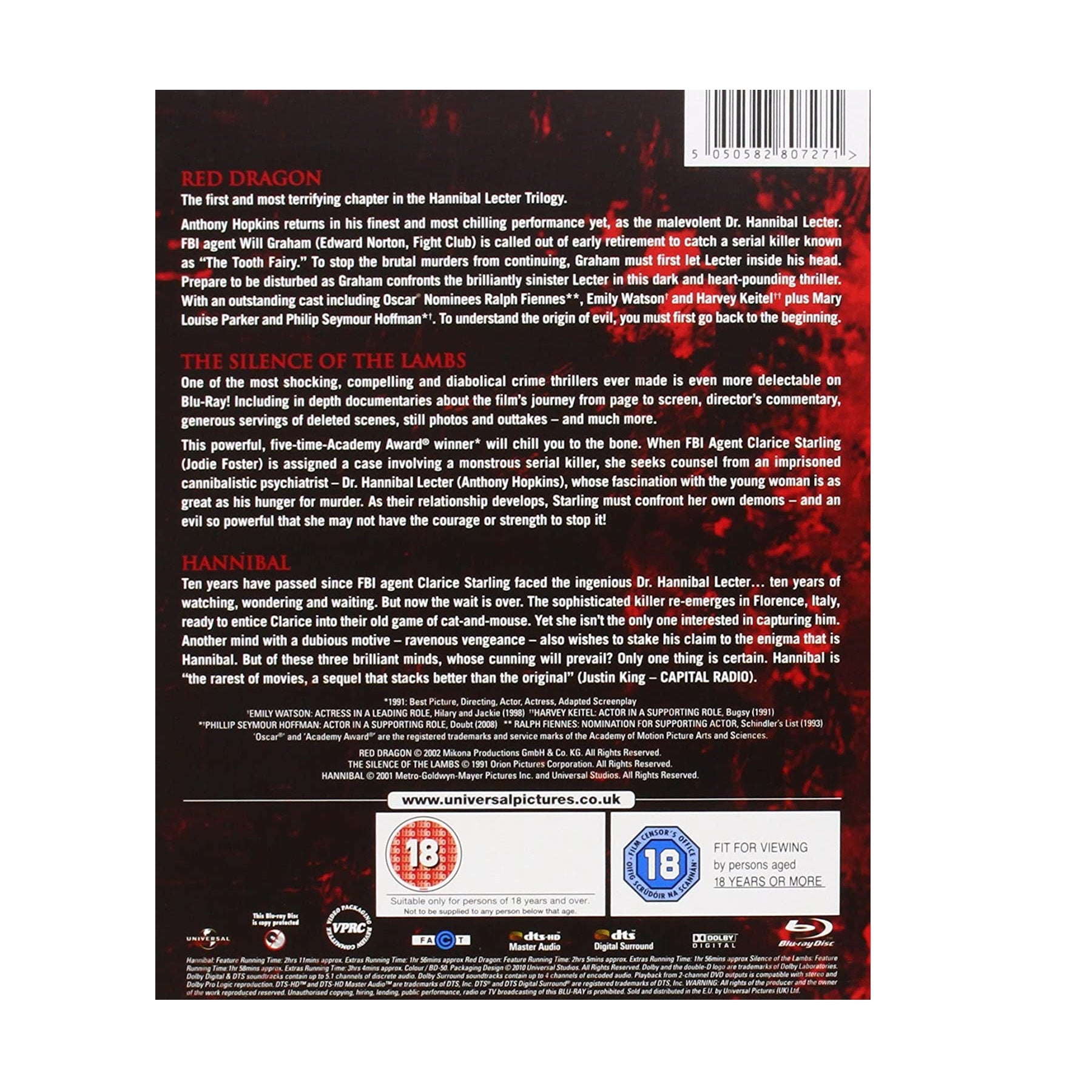 The Hannibal Lecter Trilogy 3 Disc Collection BluRay cavo.ae