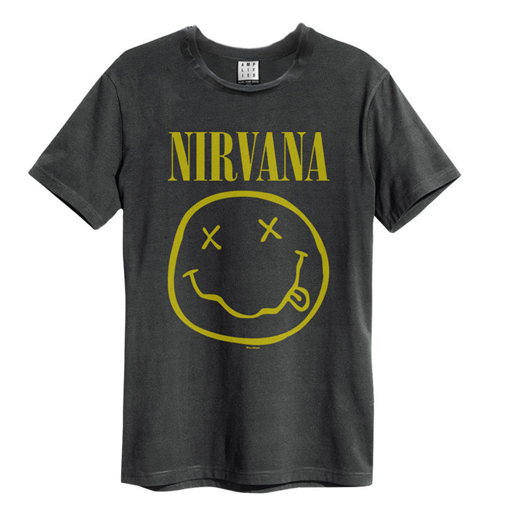 Amplified Nirvana Smiley Face Charcoal T-Shirt
