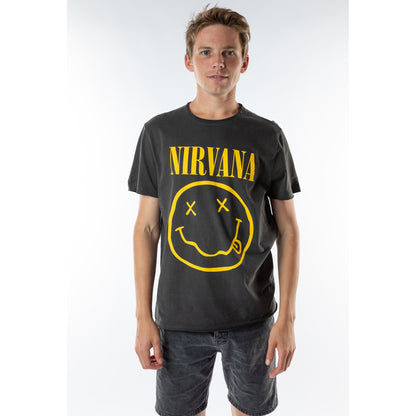 Amplified Nirvana Smiley Face Charcoal T-Shirt