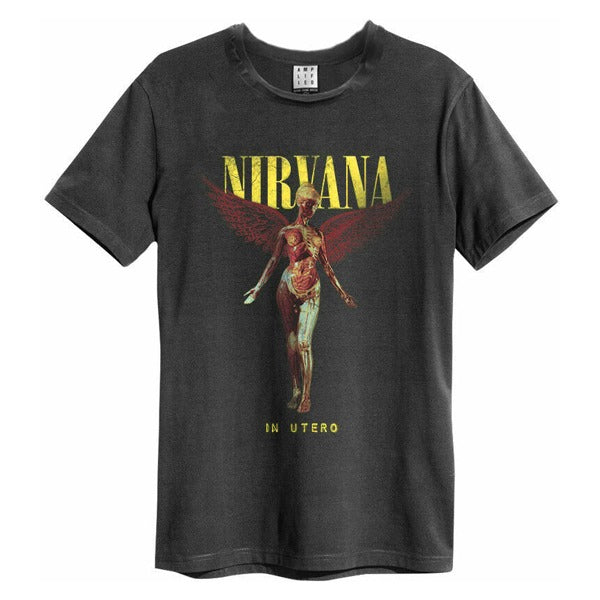 NIRVANA - Nirvana In Utero Colour Amplified Vintage Charcoal T-Shirt