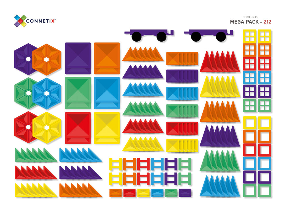 Connetix Mega Pack 212 Piece Set Magnetic Tiles