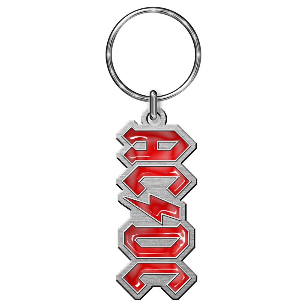AC/DC Collectable Red/Grey Logo Metal Ring Keychain