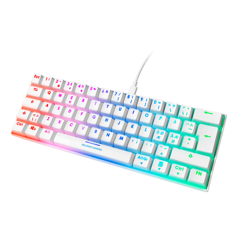 Deltaco Gaming GAM-075B-W WK85B RGB Brown Switches TKL Size (60%) Nordic Layout Anti-Ghosting (N-Key rollover) White Gaming Keyboard