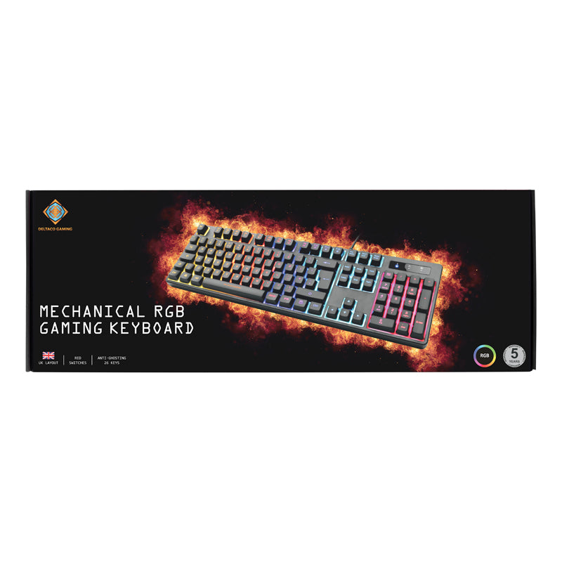 Deltaco Gaming GAM-112-UK DK310 RGB Outemu Red Switches Full Size UK Layout Anti-Ghosting Black Gaming Keyboard